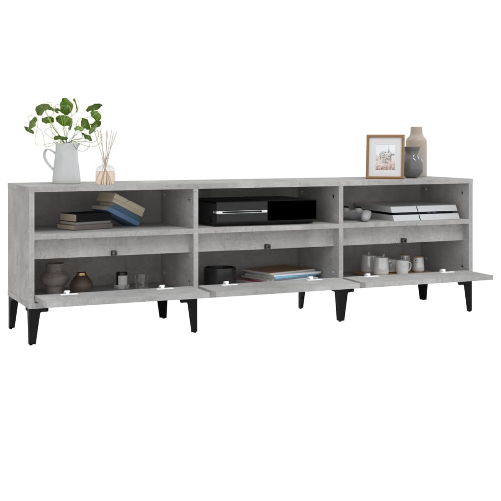 Meuble TV gris béton 150x30x44,5 cm en bois