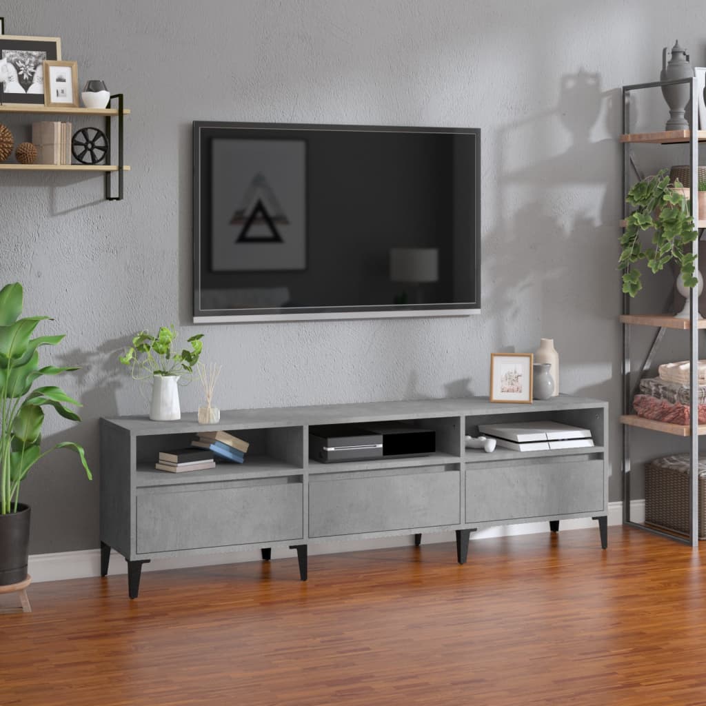 Meuble TV gris béton 150x30x44,5 cm en bois