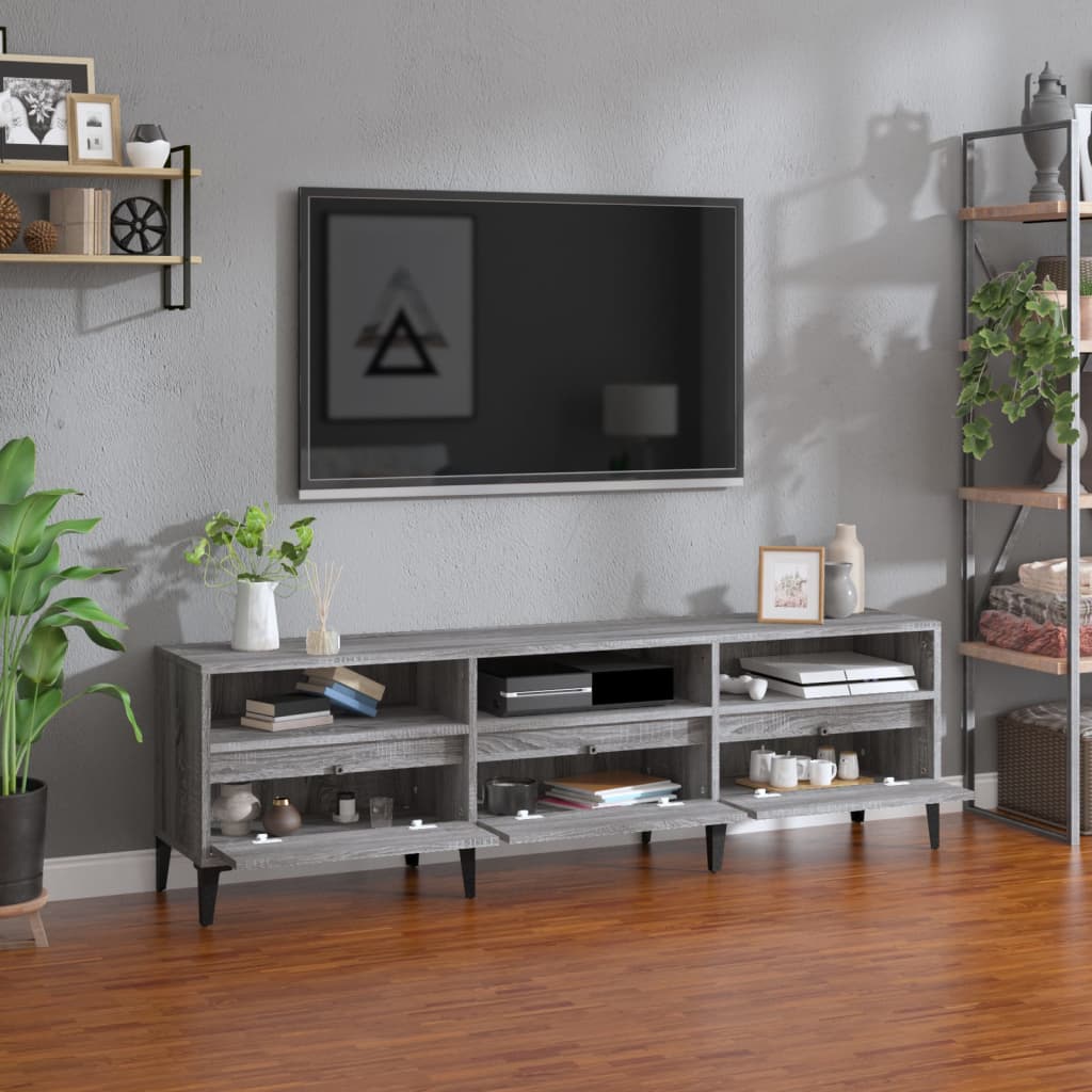 TV Cabinet Gray Sonoma 150x30x44.5 cm Wood Material