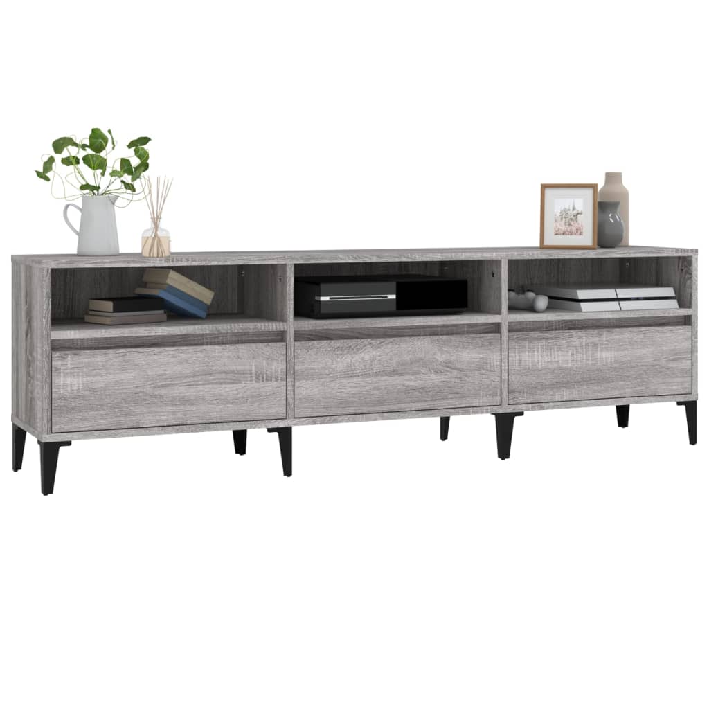 TV Cabinet Gray Sonoma 150x30x44.5 cm Wood Material