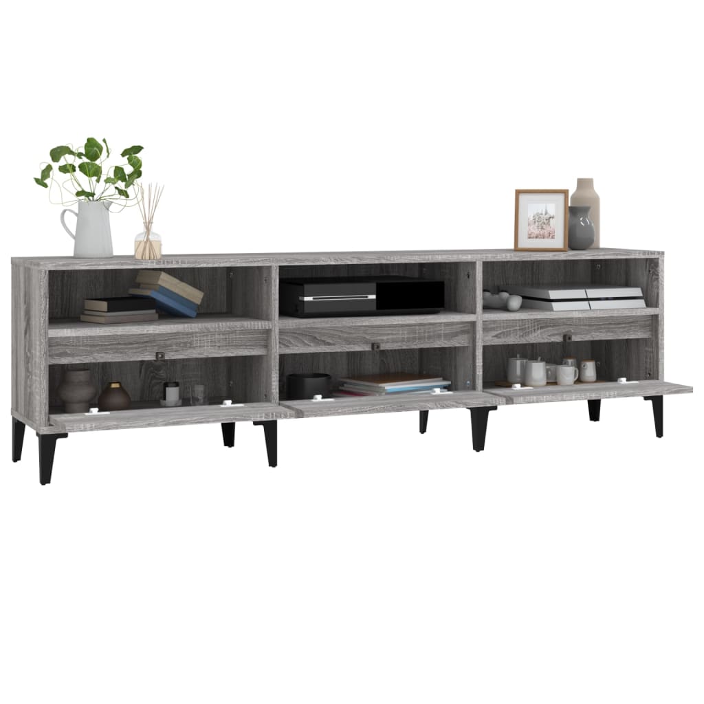 TV Cabinet Gray Sonoma 150x30x44.5 cm Wood Material