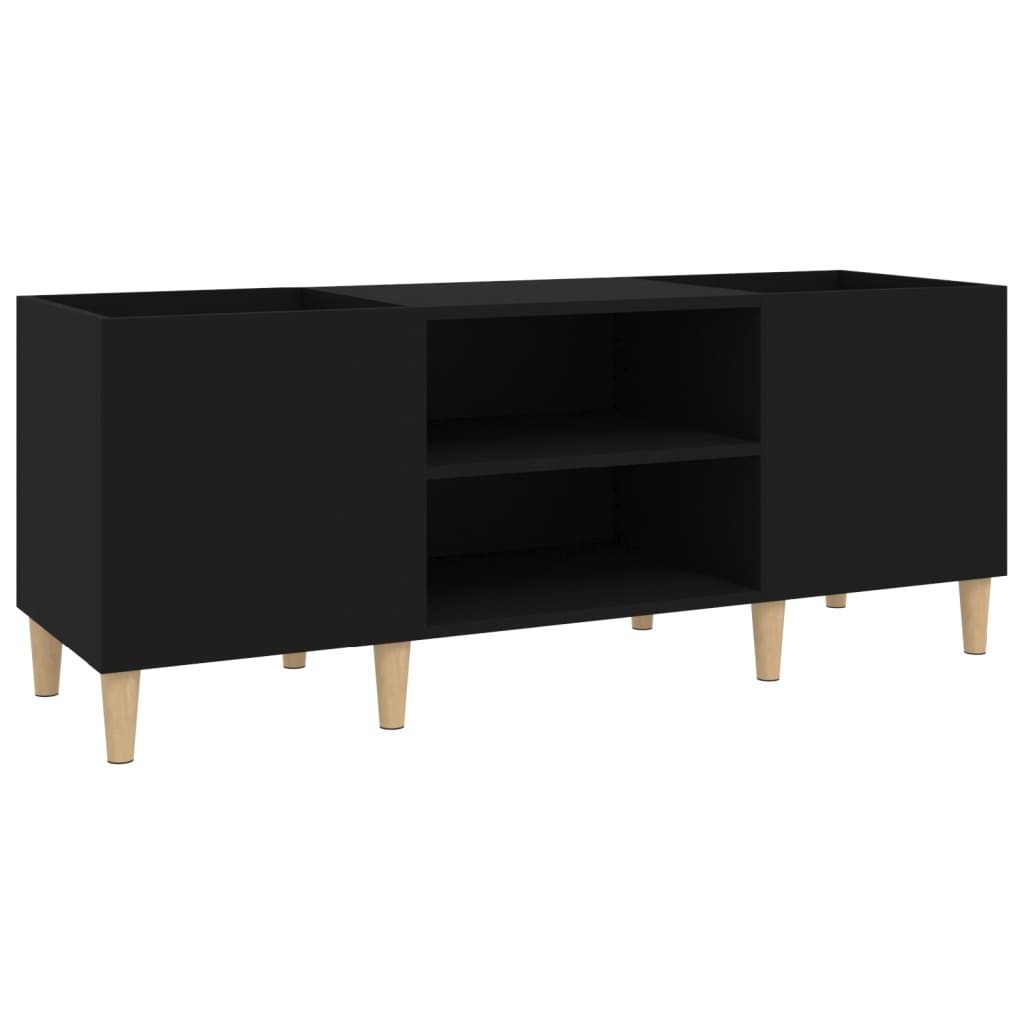 Record Cabinet Black 121x38x48 cm Wood Material
