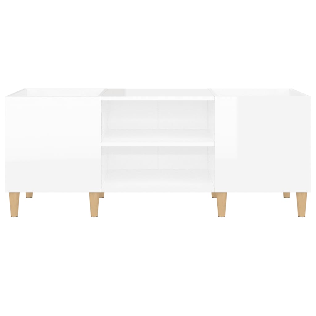 Record Cabinet High Gloss White 121x38x48 cm Wood Material