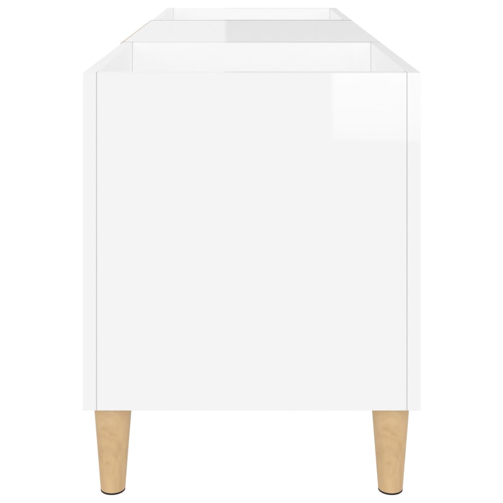 Record Cabinet High Gloss White 121x38x48 cm Wood Material