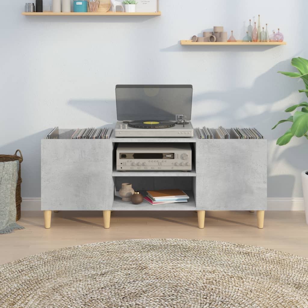 Record Cabinet Concrete Grey 121x38x48 cm Wood Material