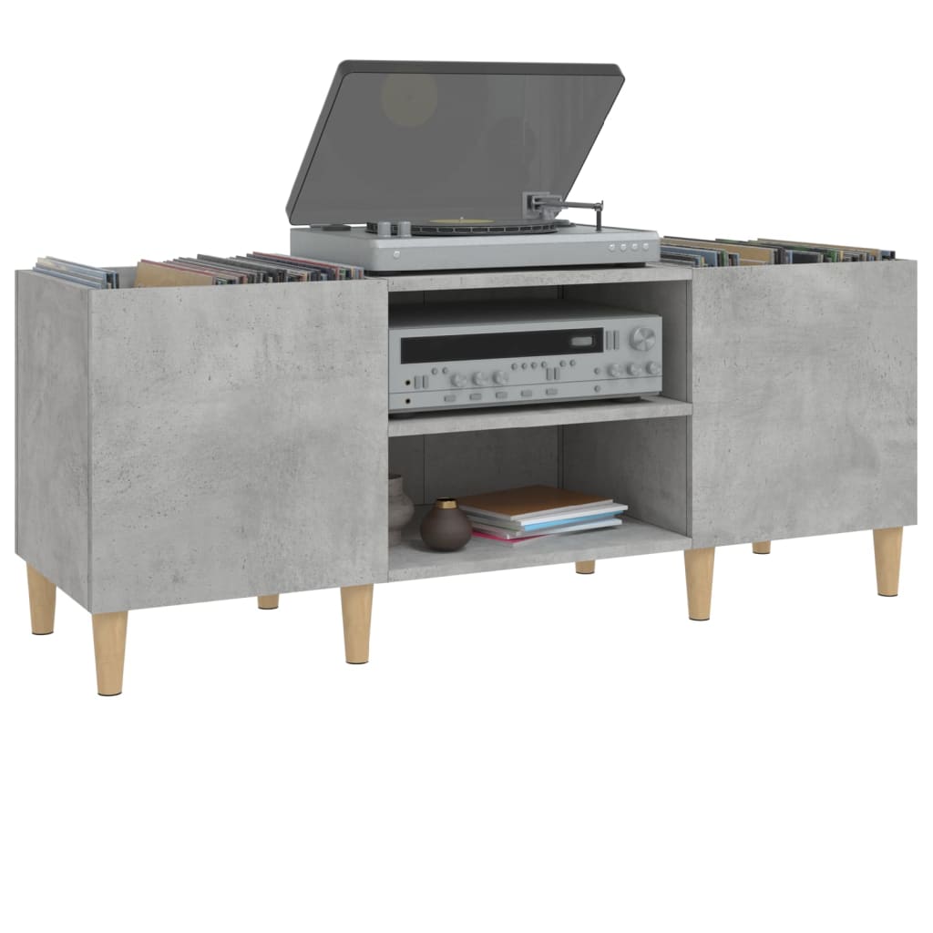 Record Cabinet Concrete Grey 121x38x48 cm Wood Material