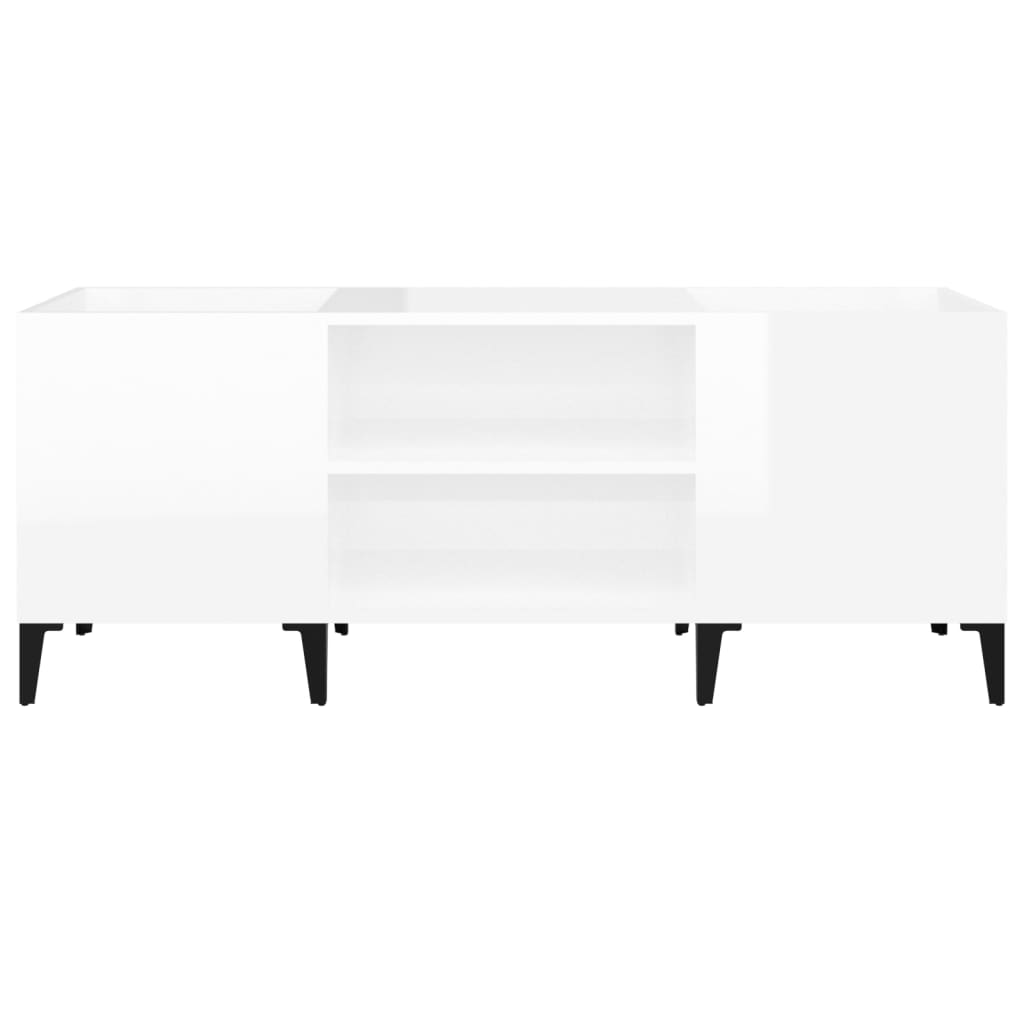 Record Cabinet High Gloss White 121x38x48 cm Wood Material