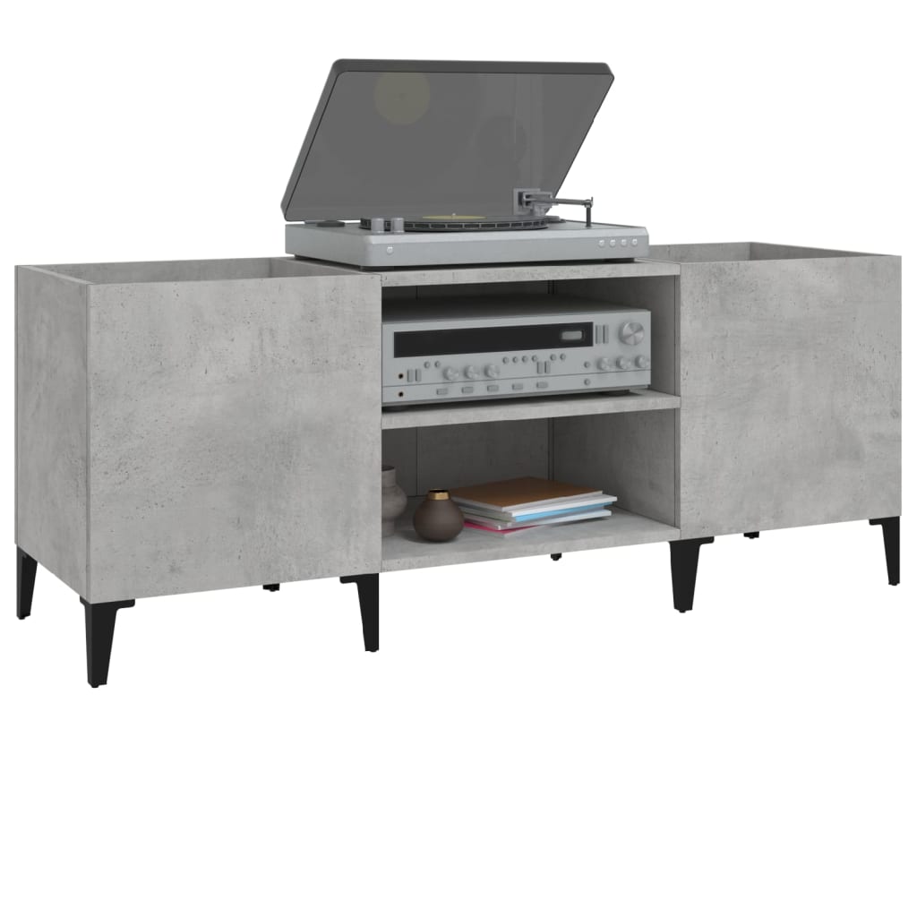 Record Cabinet Concrete Grey 121x38x48 cm Wood Material