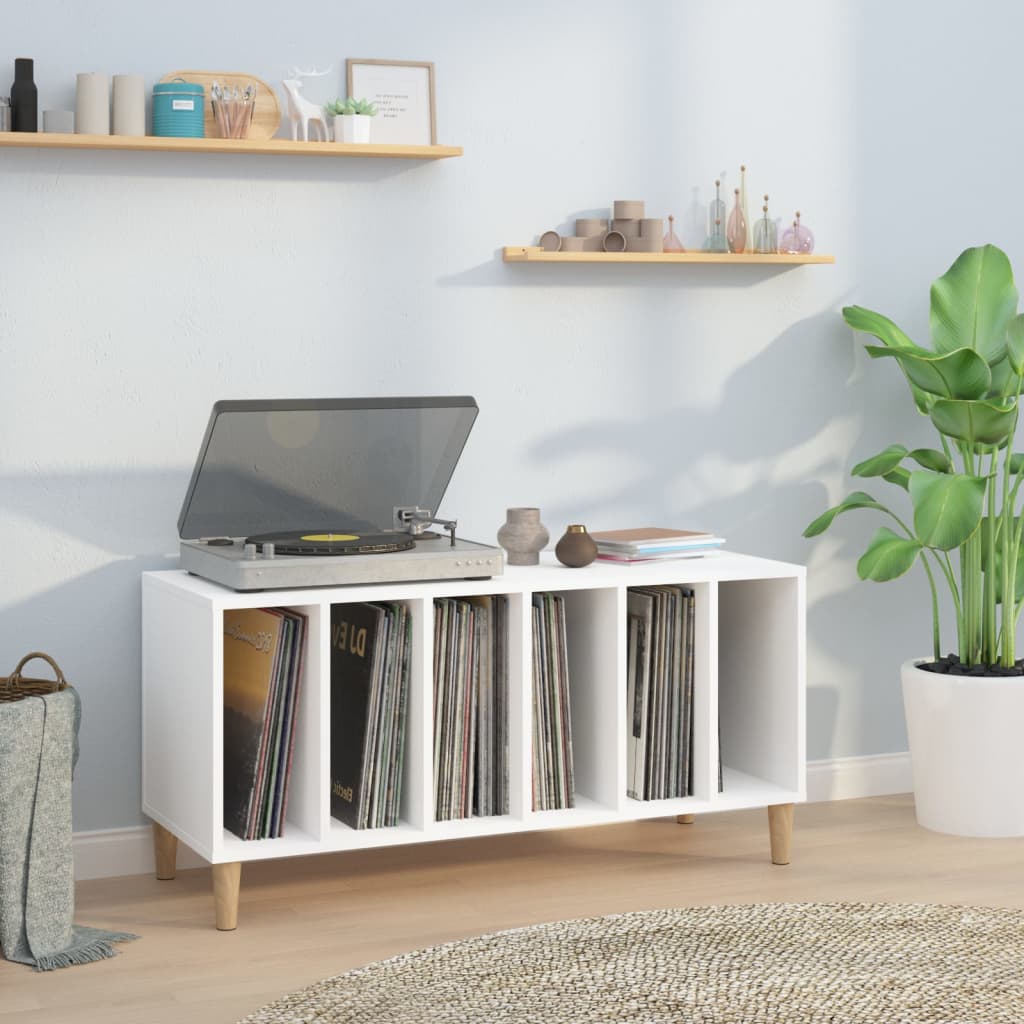 Record Cabinet White 100x38x48 cm Wood Material
