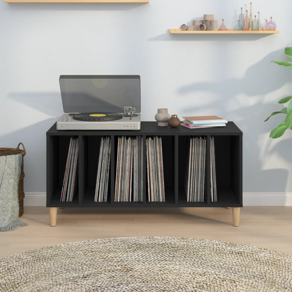 Record Cabinet Black 100x38x48 cm Wood Material