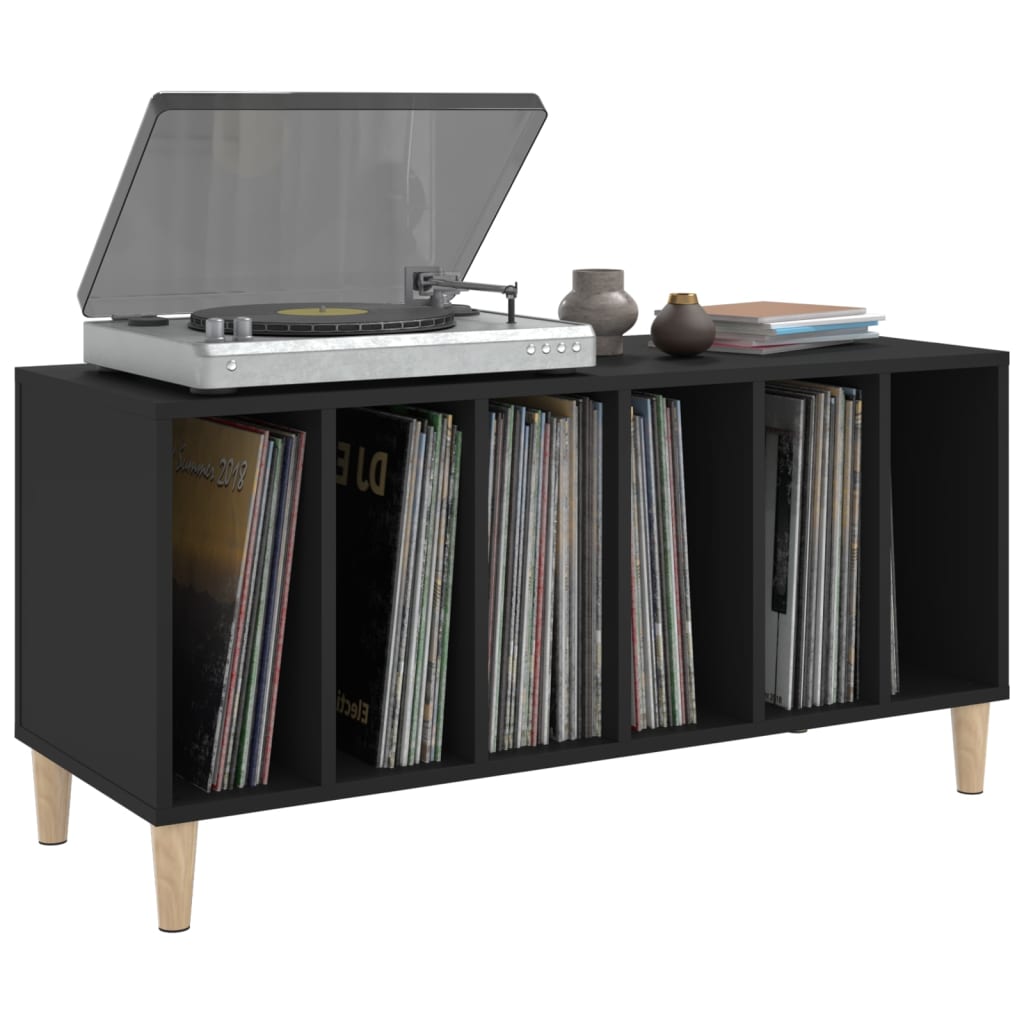 Record Cabinet Black 100x38x48 cm Wood Material