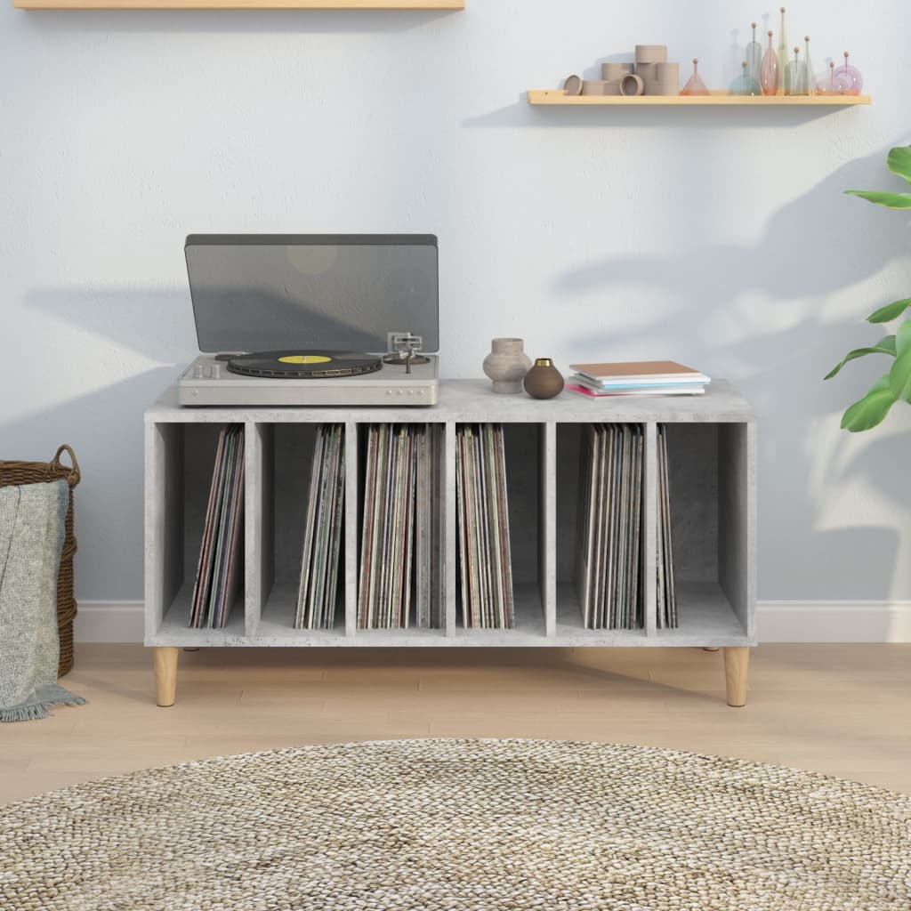 Record Cabinet Concrete Grey 100x38x48 cm Wood Material