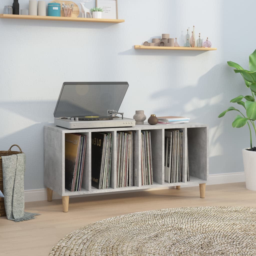 Record Cabinet Concrete Grey 100x38x48 cm Wood Material