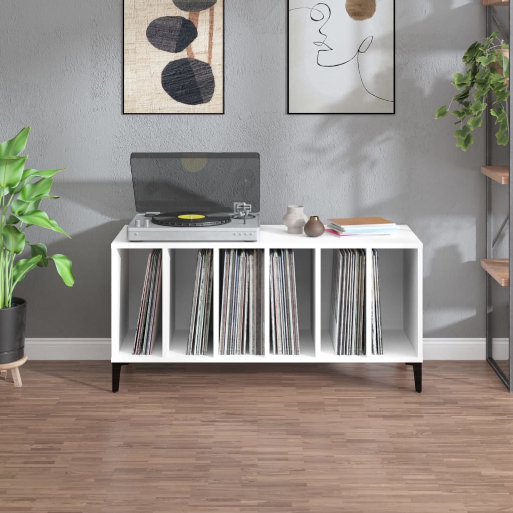 Record Cabinet White 100x38x48 cm Wood Material