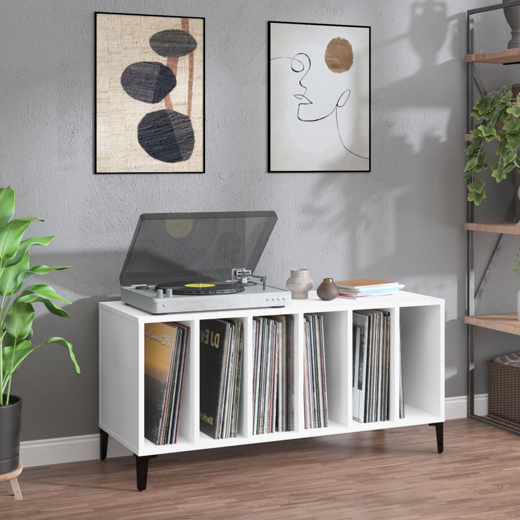 Record Cabinet White 100x38x48 cm Wood Material
