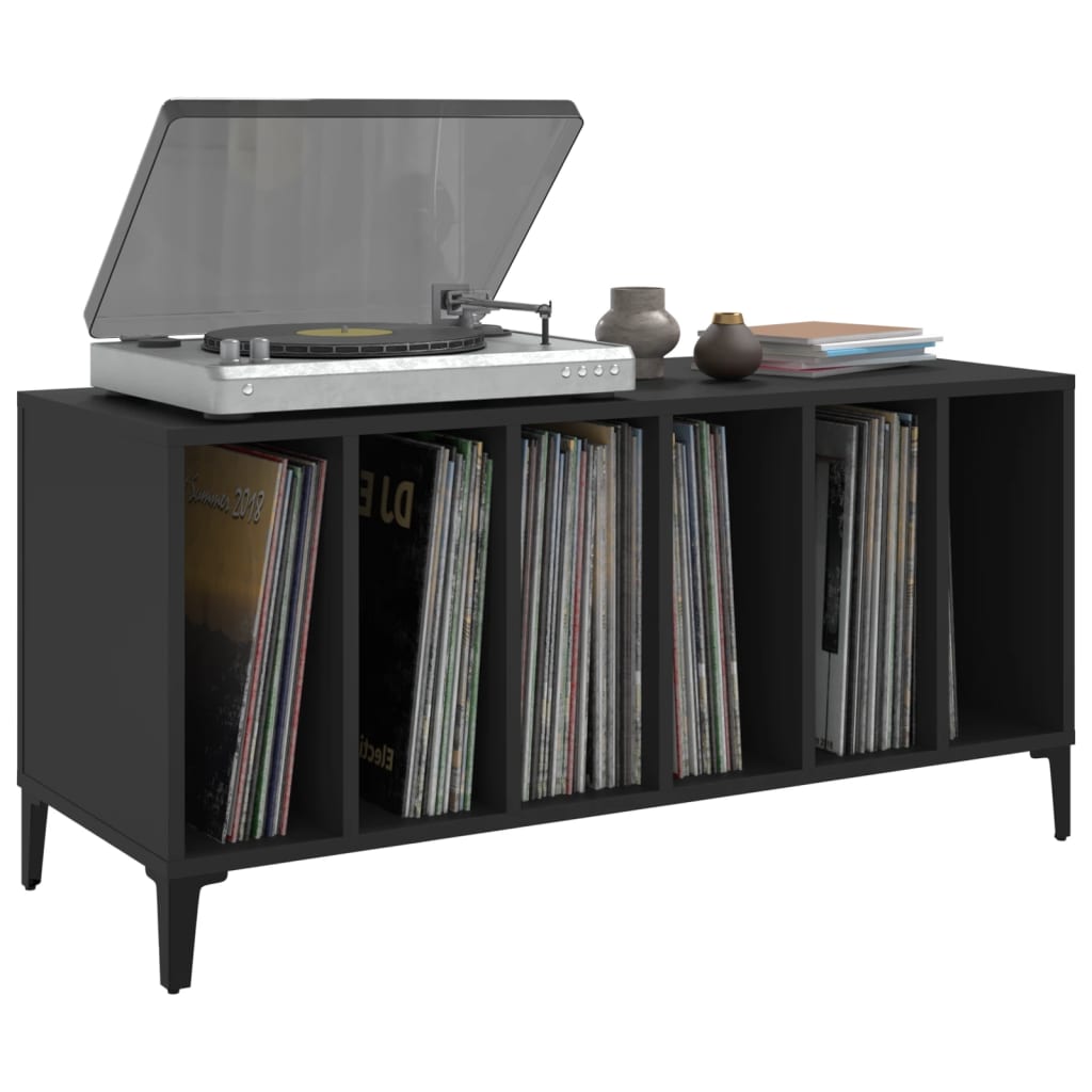 Record Cabinet Black 100x38x48 cm Wood Material