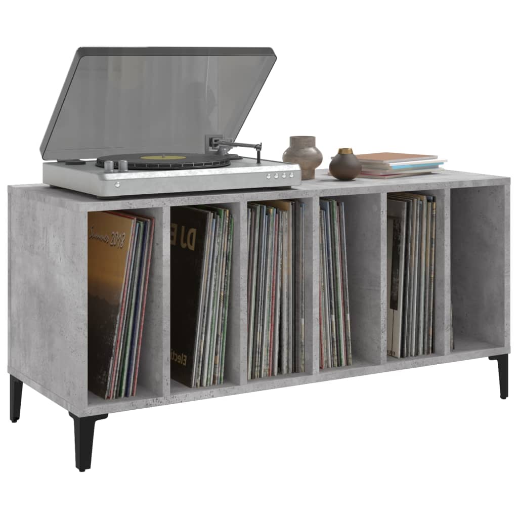 Record Cabinet Concrete Grey 100x38x48 cm Wood Material