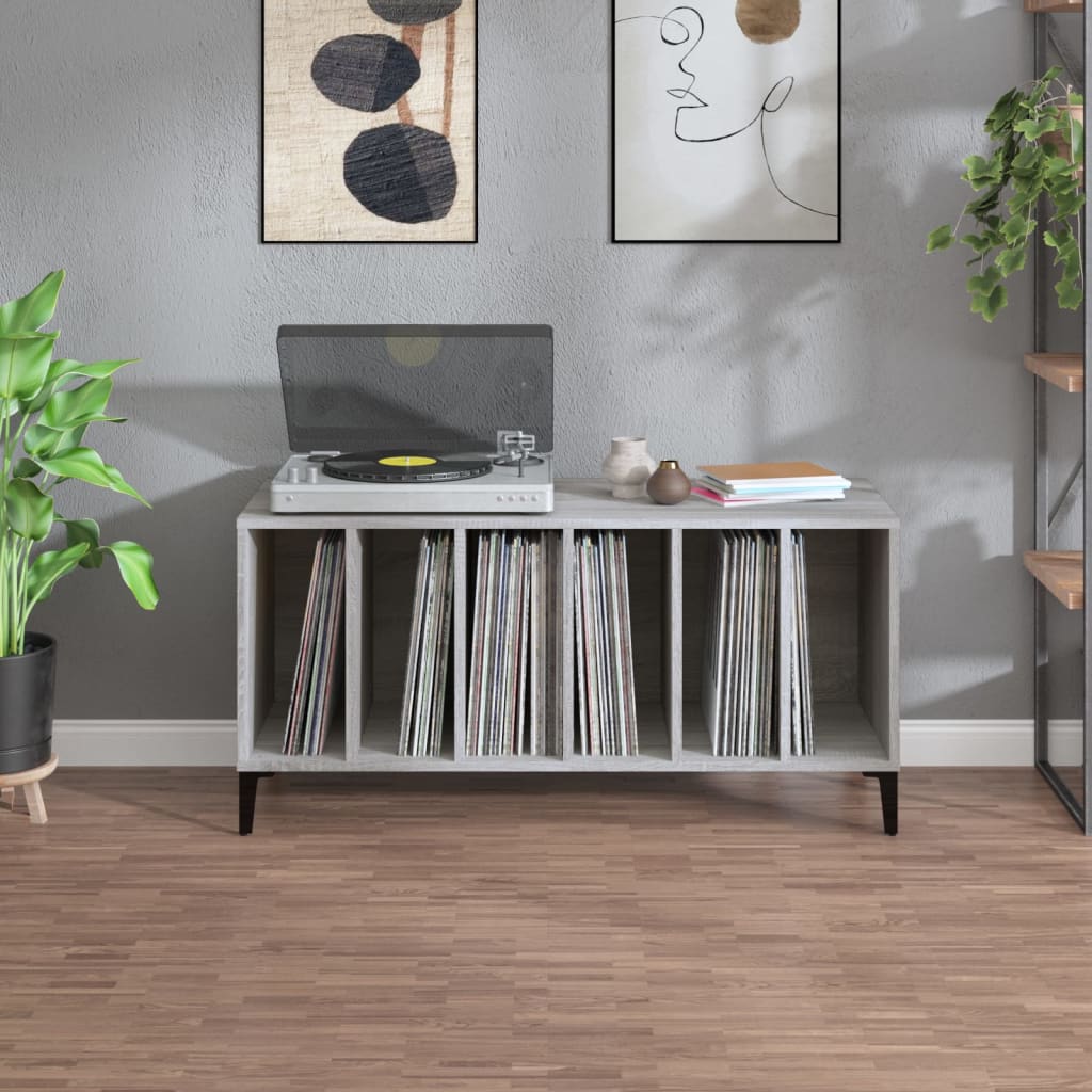 Record Cabinet Gray Sonoma 100x38x48 cm Wood Material