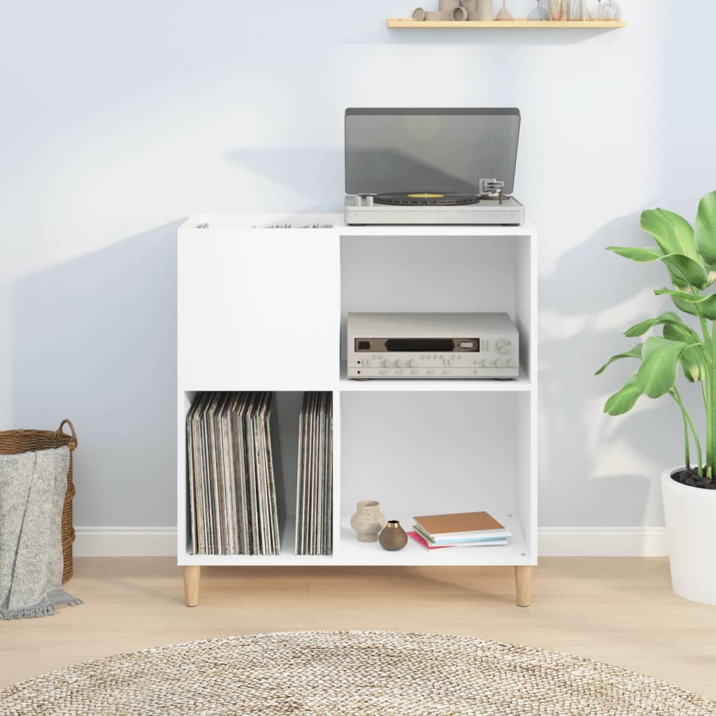 Record Cabinet White 84.5x38x89 cm Wood Material