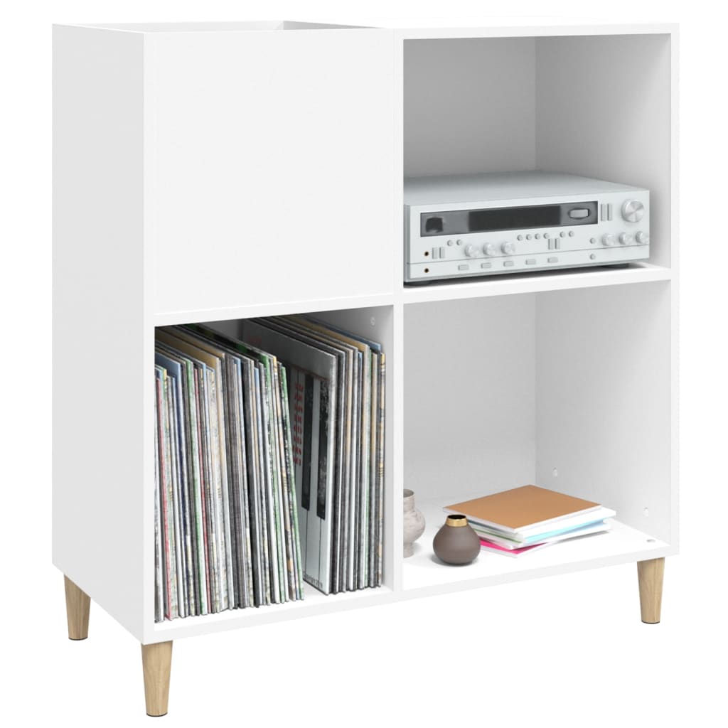 Record Cabinet White 84.5x38x89 cm Wood Material