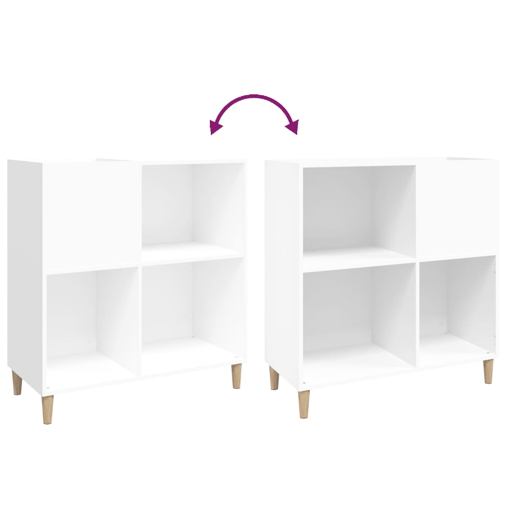 Record Cabinet White 84.5x38x89 cm Wood Material