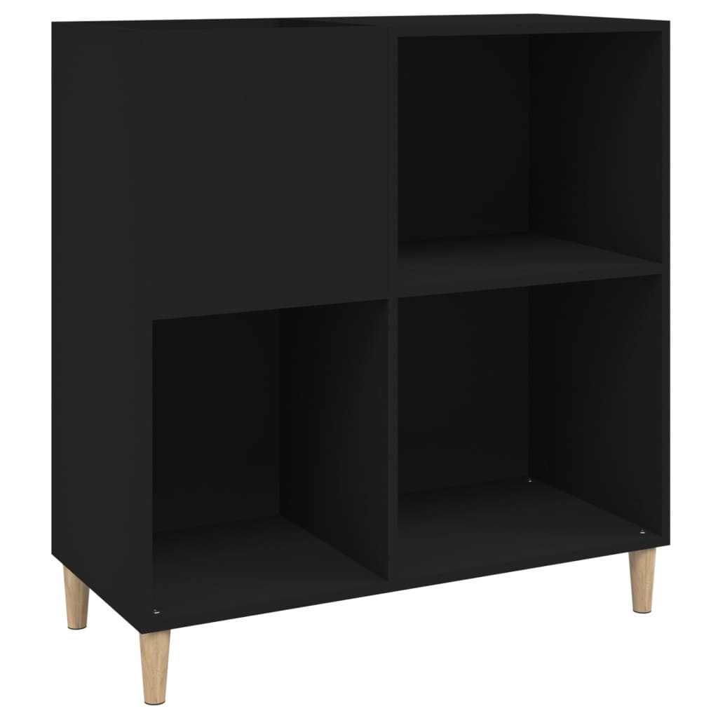 Meuble à disques noir 84,5x38x89 cm en bois