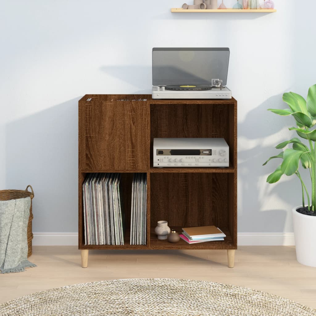 Record Cabinet Brown Oak Look 84.5x38x89 cm Wood Material