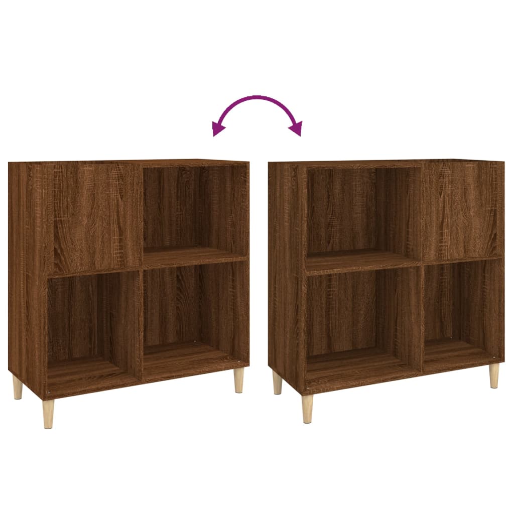 Record Cabinet Brown Oak Look 84.5x38x89 cm Wood Material