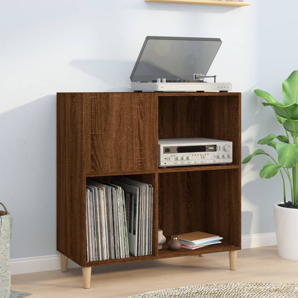 Record Cabinet Brown Oak Look 84.5x38x89 cm Wood Material