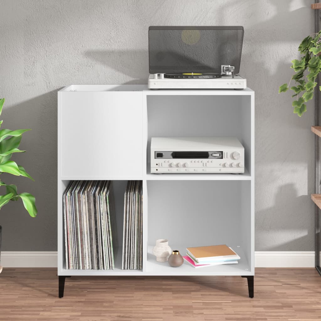 Record Cabinet White 84.5x38x89 cm Wood Material