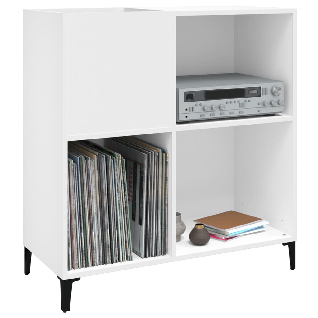 Record Cabinet White 84.5x38x89 cm Wood Material