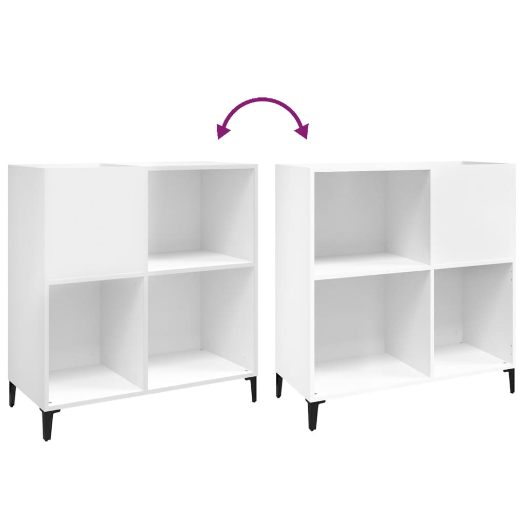 Record Cabinet White 84.5x38x89 cm Wood Material