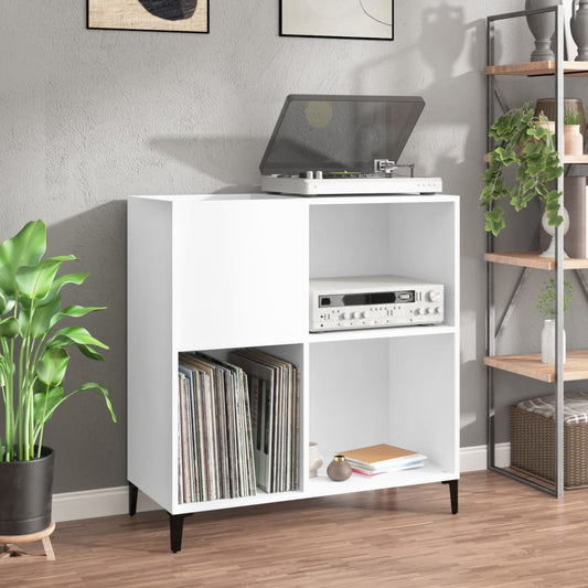 Record Cabinet White 84.5x38x89 cm Wood Material