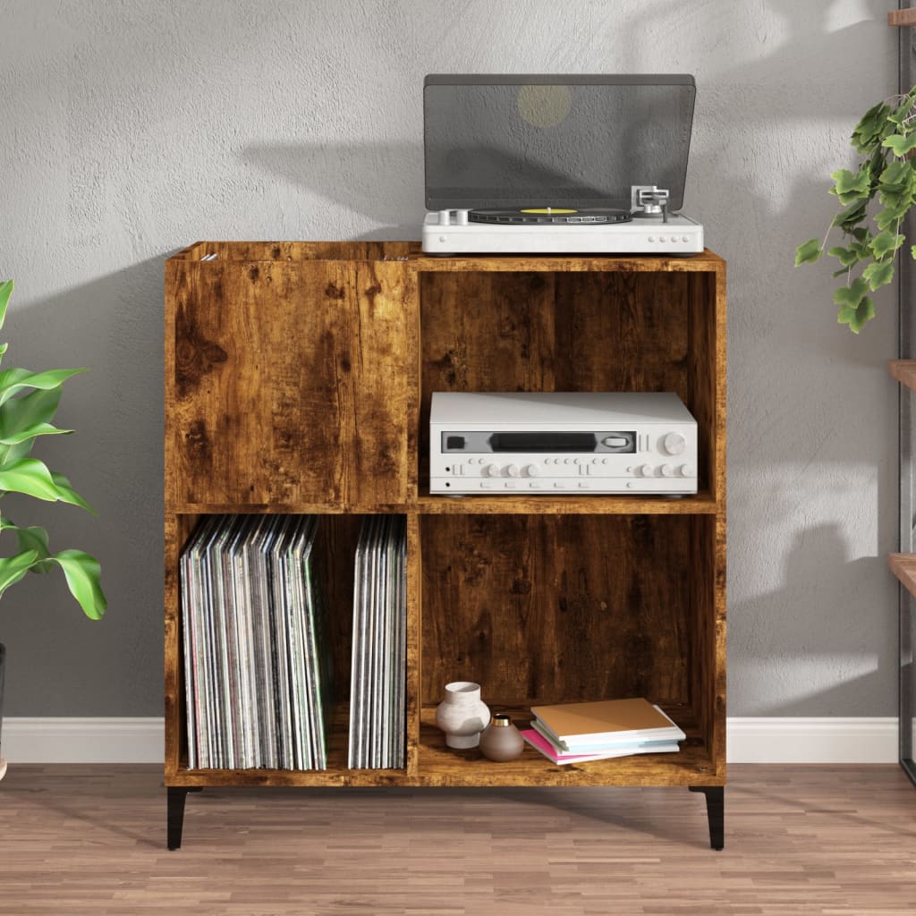Record Cabinet Smoked Oak 84.5x38x89 cm Wood Material