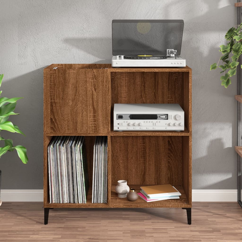 Record Cabinet Brown Oak Look 84.5x38x89 cm Wood Material