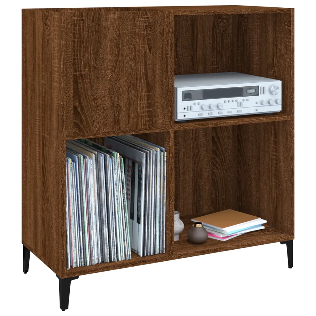 Record Cabinet Brown Oak Look 84.5x38x89 cm Wood Material