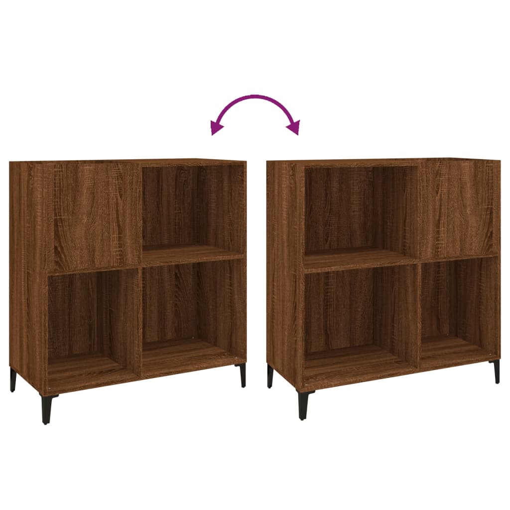 Record Cabinet Brown Oak Look 84.5x38x89 cm Wood Material