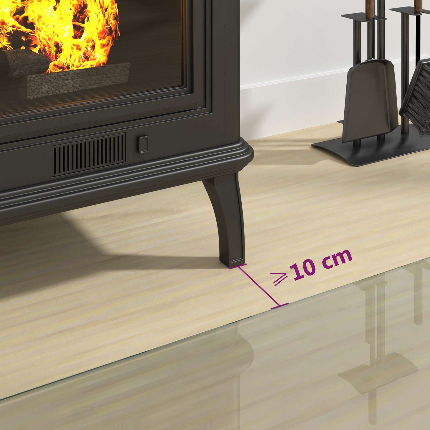 Feuerstelle Glasplatte Transparent 800 x 500 mm Glas