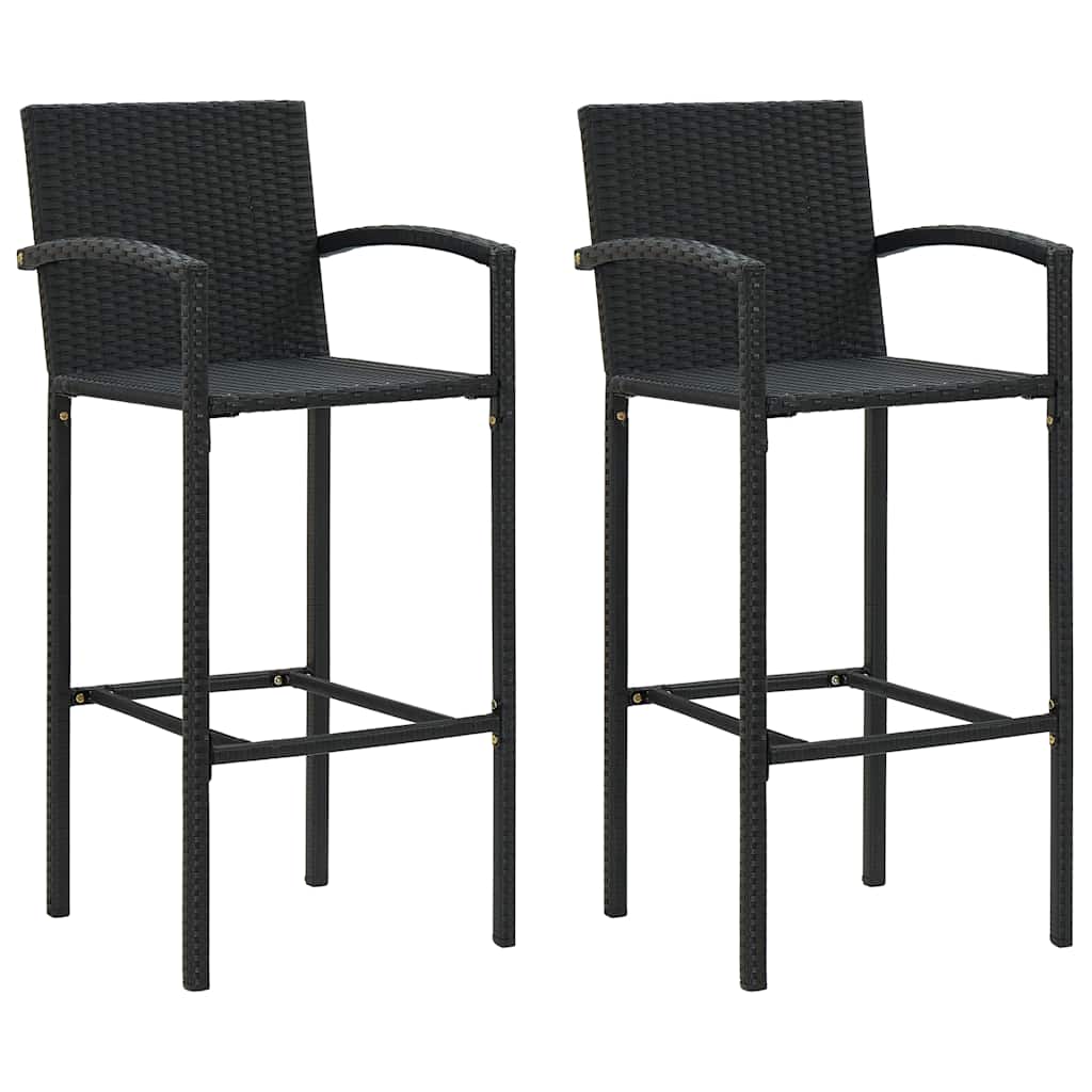 3-tlg. Gartenbar-Set Schwarz Poly Rattan