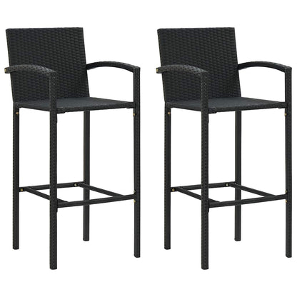 3-tlg. Gartenbar-Set Schwarz Poly Rattan