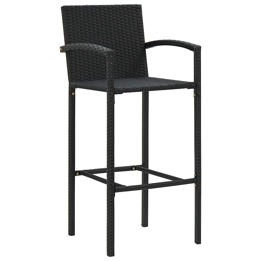 3-tlg. Gartenbar-Set Schwarz Poly Rattan