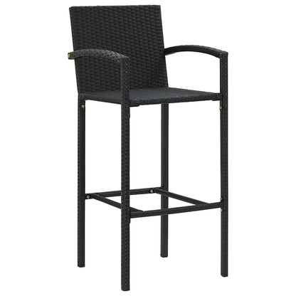 3-tlg. Gartenbar-Set Schwarz Poly Rattan