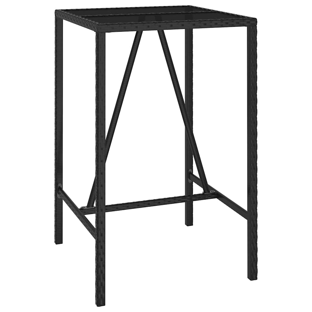 3-tlg. Gartenbar-Set Schwarz Poly Rattan