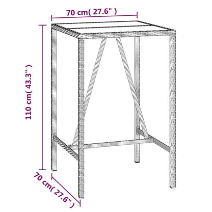 3-tlg. Gartenbar-Set Schwarz Poly Rattan