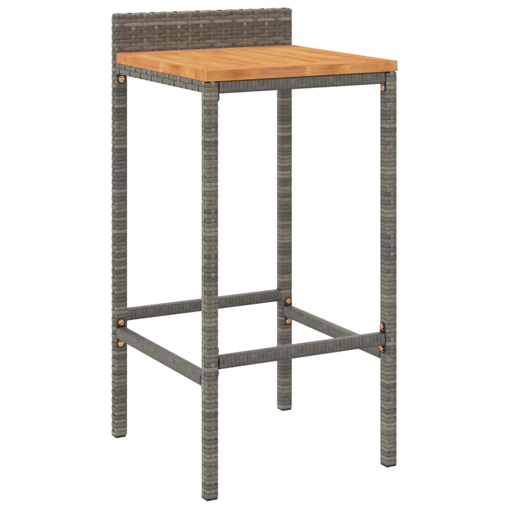 5-piece garden bar set grey poly rattan &amp; solid acacia wood