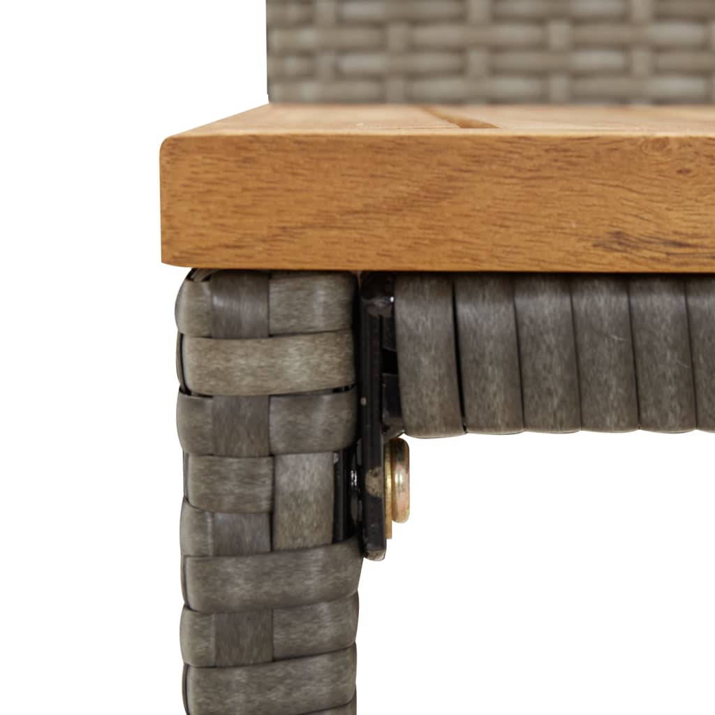 5-piece garden bar set grey poly rattan &amp; solid acacia wood