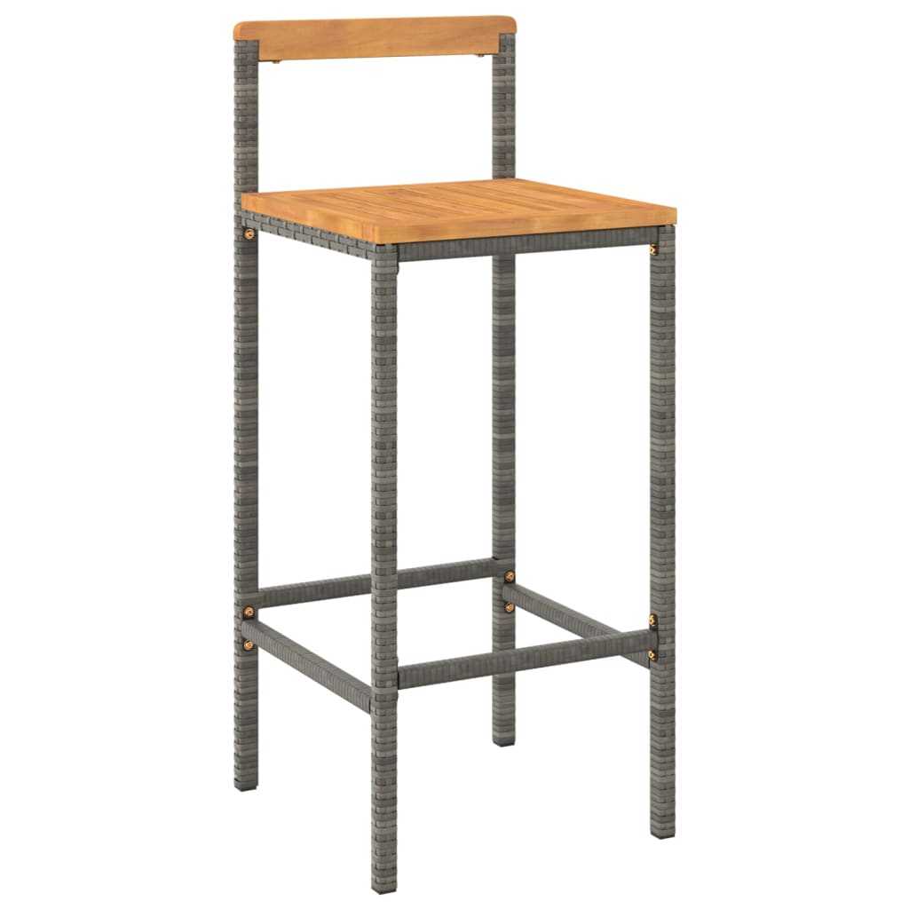 5-piece garden bar set grey poly rattan &amp; solid acacia wood