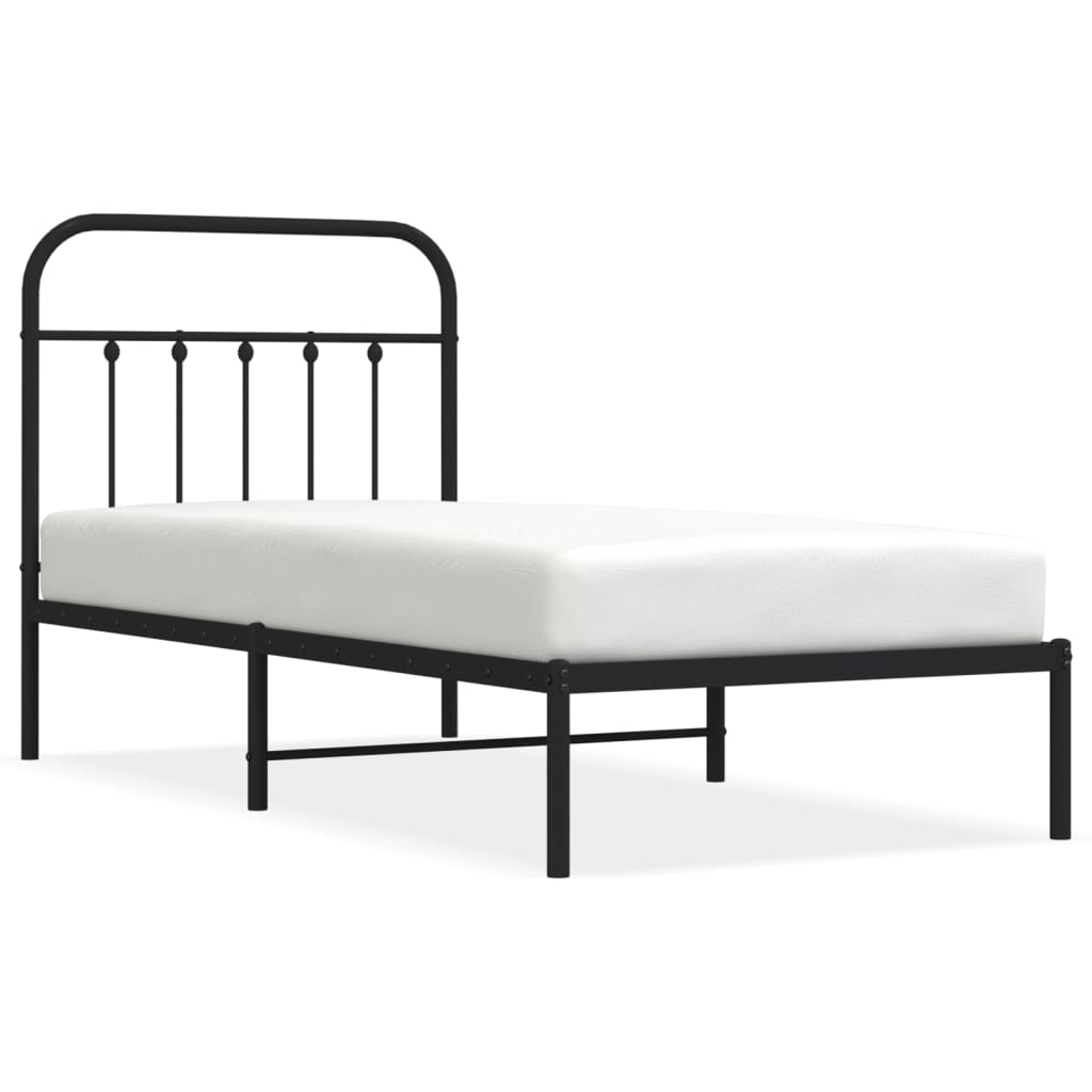 Bed frame with headboard metal black 90x190 cm