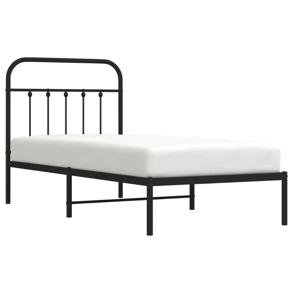 Bed frame with headboard metal black 90x190 cm