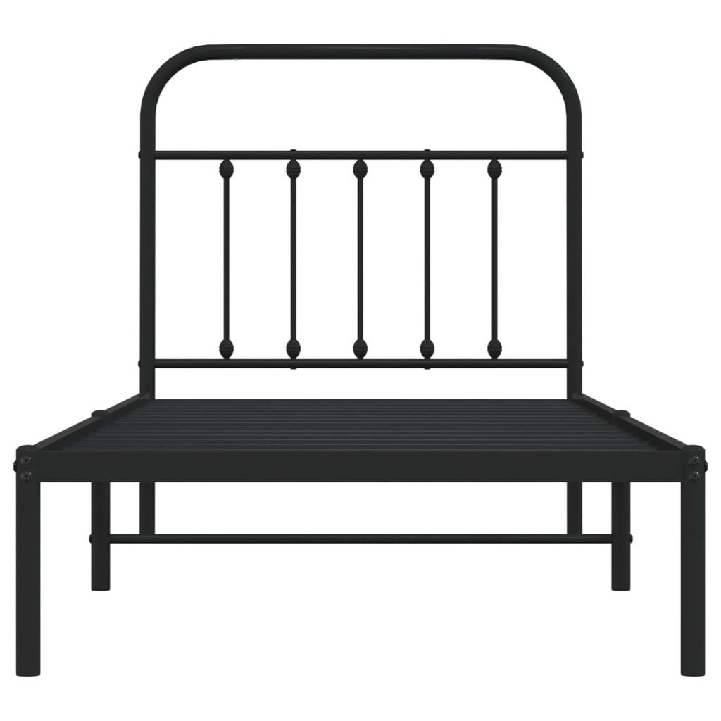 Bed frame with headboard metal black 90x190 cm